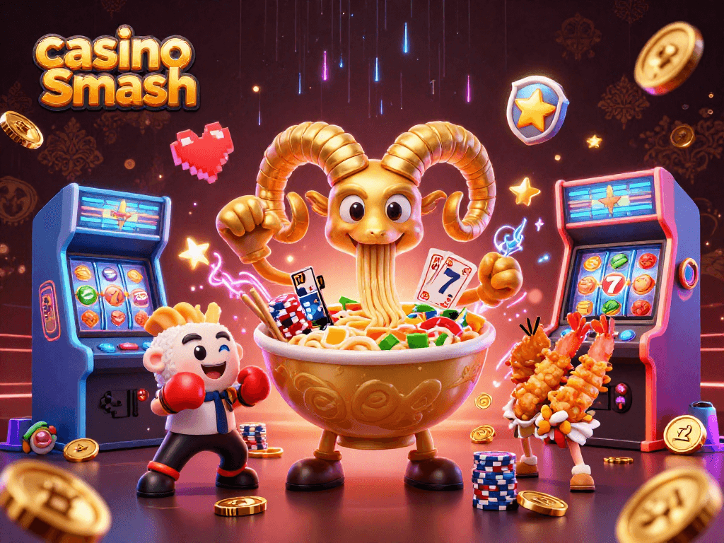 Engage in thrilling gameplay with casino Smash, featuring vibrant characters and slot action.