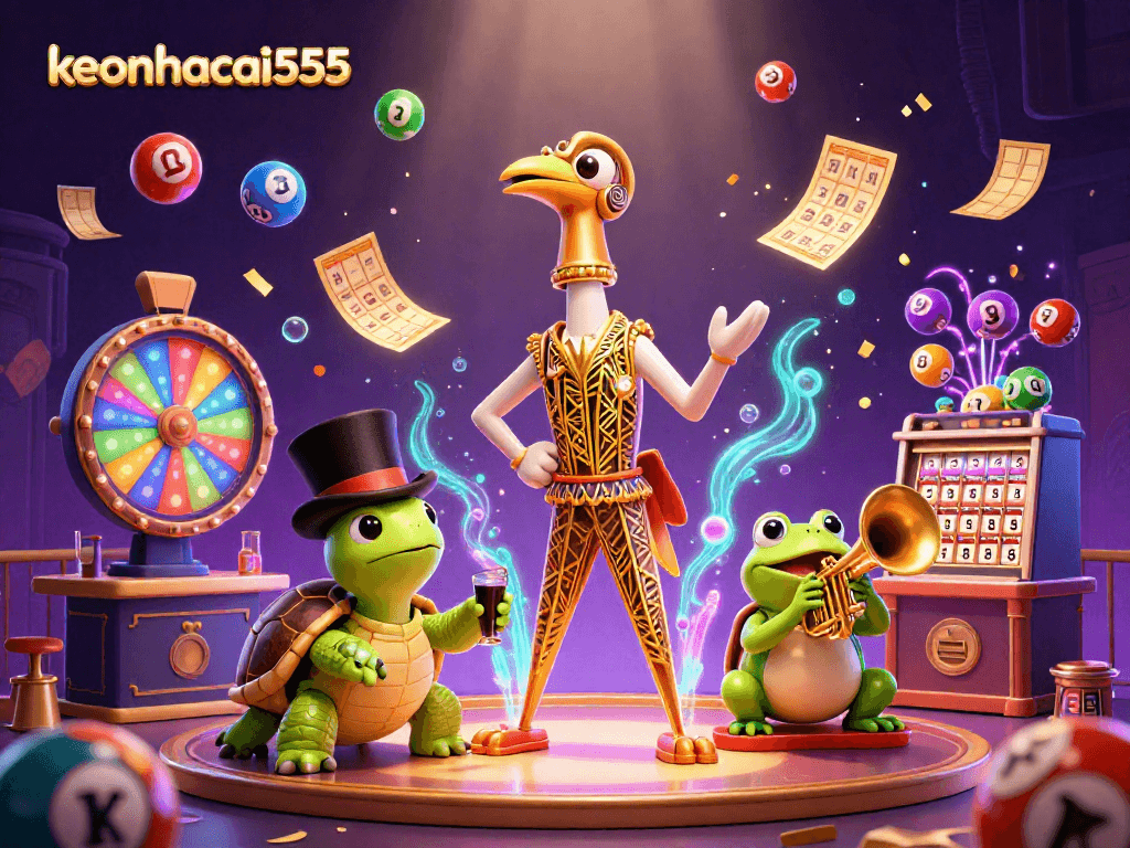 Celebrate your wins at keonhacai555 with a vibrant casino scene full of dynamic game elements.