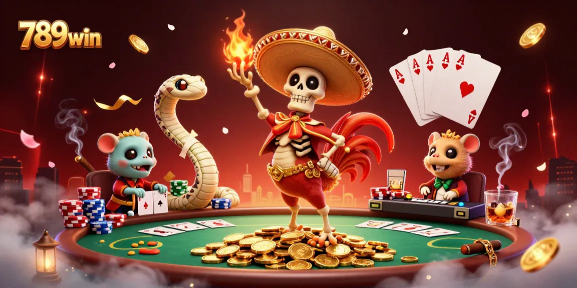 Experience 789win's vibrant casino atmosphere with lively characters and dynamic gaming elements.