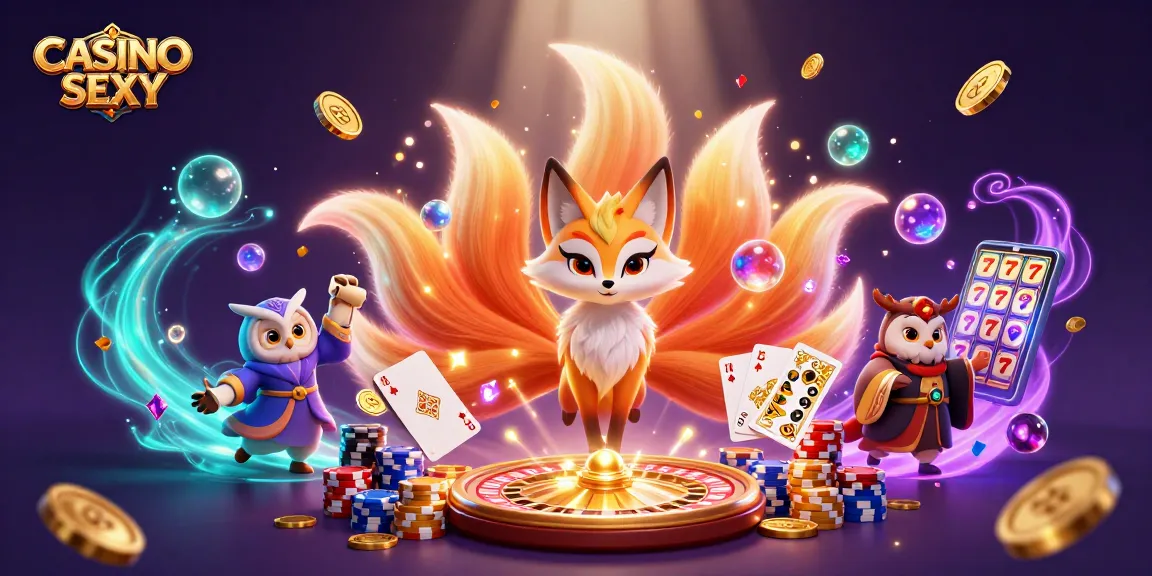 Experience the thrilling ambiance of CASINO SEXY with vibrant characters surrounded by dazzling casino elements.