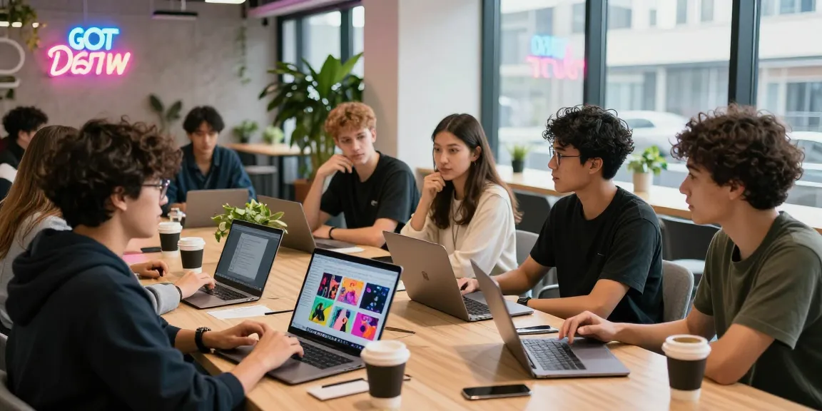Creative team brainstorming nsfw content in modern workspace