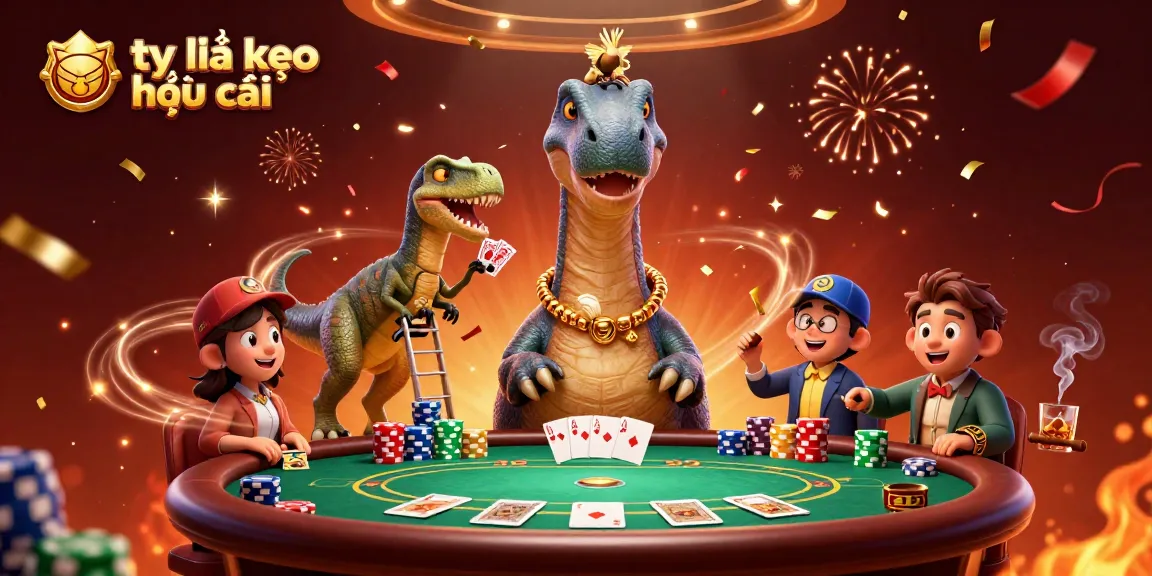 Engage with tỷ lệ kèo nhà cái at a cartoon casino showcasing vibrant poker action and animated characters.
