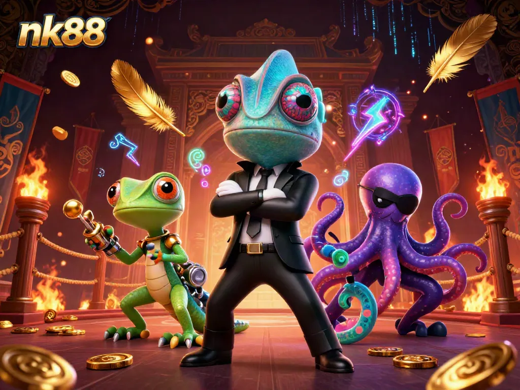 Experience thrilling adventures in nk88's vibrant casino world featuring exciting characters and dynamic elements.