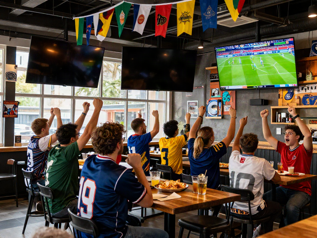 Socolive brings fans together in an exciting sports bar atmosphere during a live football match.