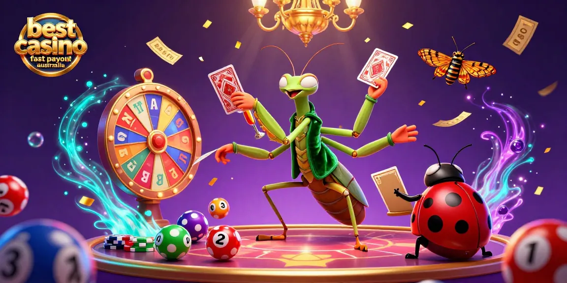 Experience the best online casino fast payout Australia with vibrant gambling elements in an action-packed scene.