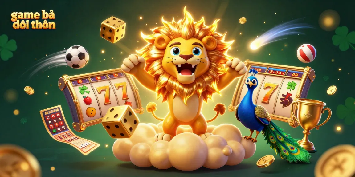 Experience the thrill of game bài đổi thưởng with a vibrant, magical 3D casino scene filled with winning elements.