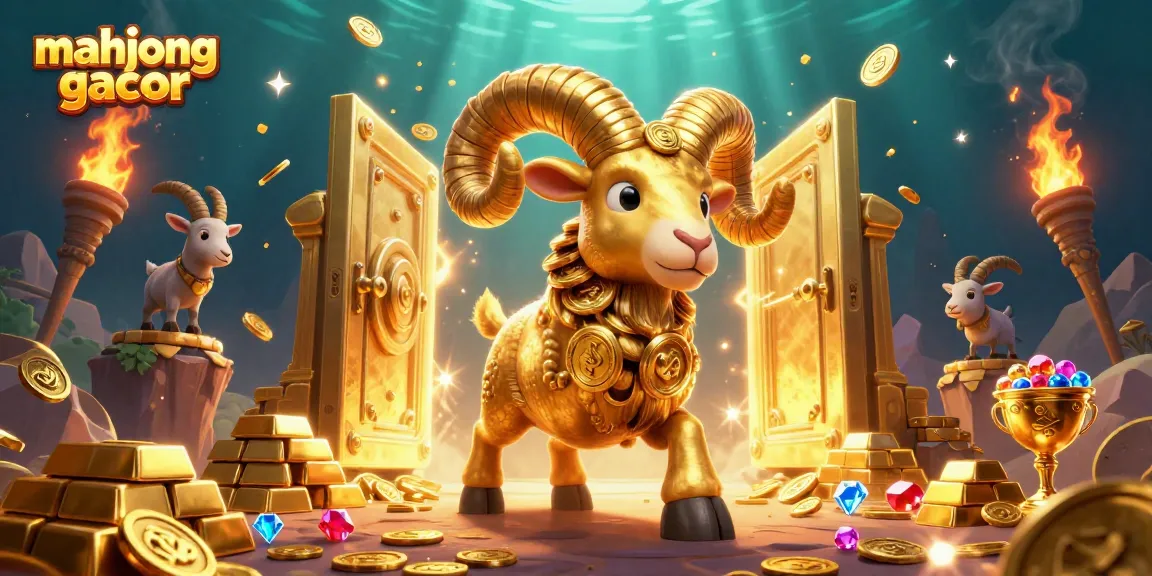 Experience mahjong gacor excitement in this vibrant casino-themed 3D illustration with golden elements.