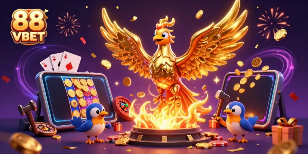 Experience excitement at 88 VBET with a golden phoenix and casino games bursting with action.