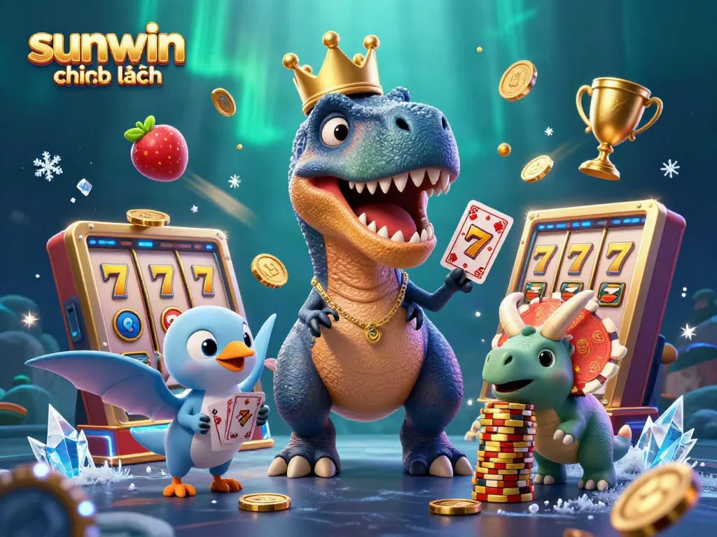 Engaging scene with sunwin chính hãng characters enjoying casino game interaction and vibrant activities.
