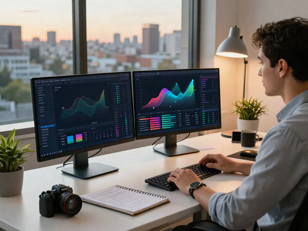 Data analyst exploring instant indexing metrics in a modern workspace.