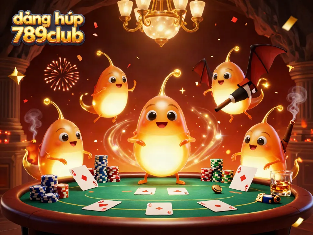 Experience exciting gameplay with đăng nhập 789club in a vibrant cartoon casino scene featuring poker elements.