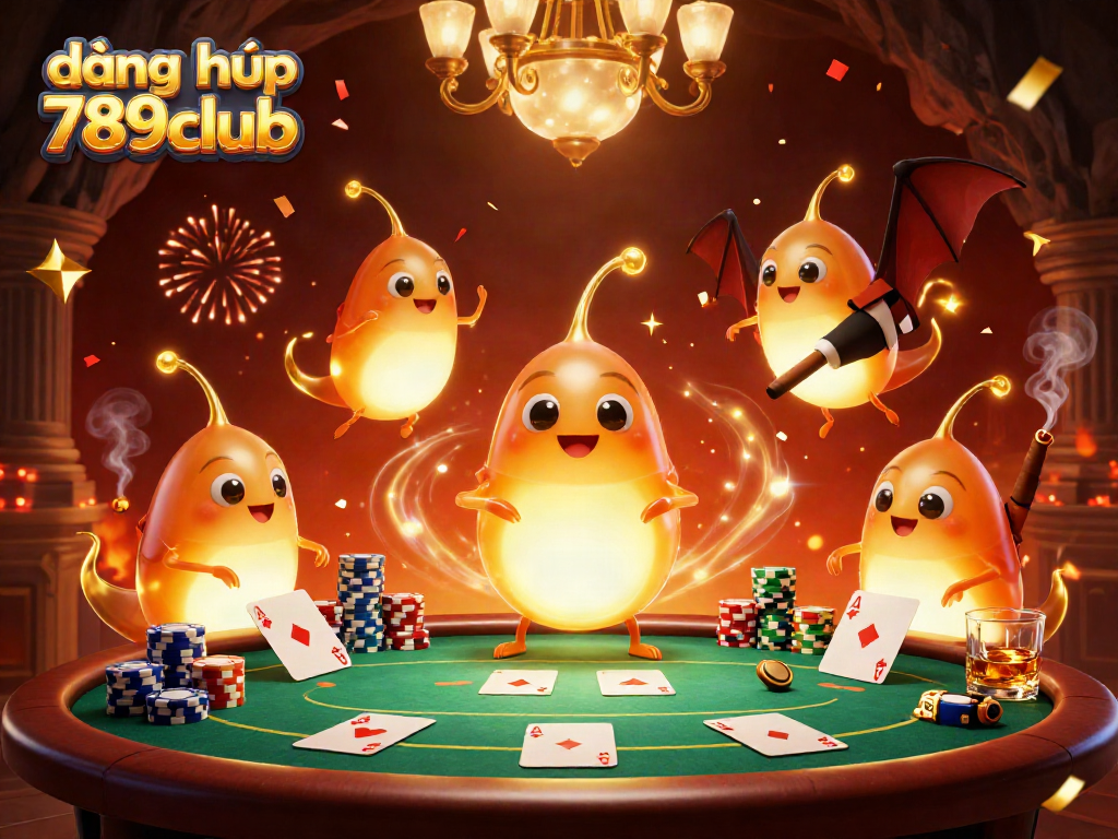 Experience exciting gameplay with đăng nhập 789club in a vibrant cartoon casino scene featuring poker elements.