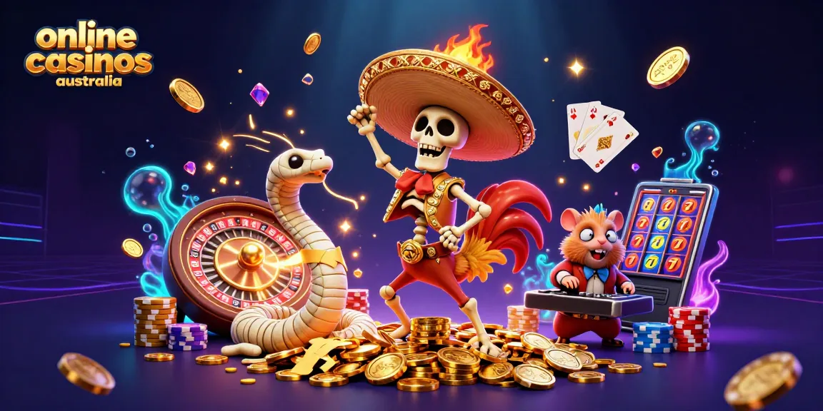 Experience excitement in online casinos Australia with a vibrant 3D casino scene featuring dynamic characters and rich gaming elements.