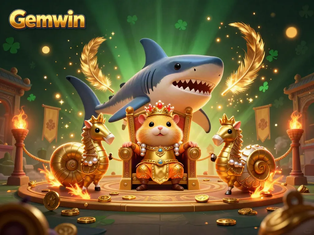 Experience thrilling moments in Gemwin's online casino realm with a fierce hamster king ruling amidst enchanting game elements.