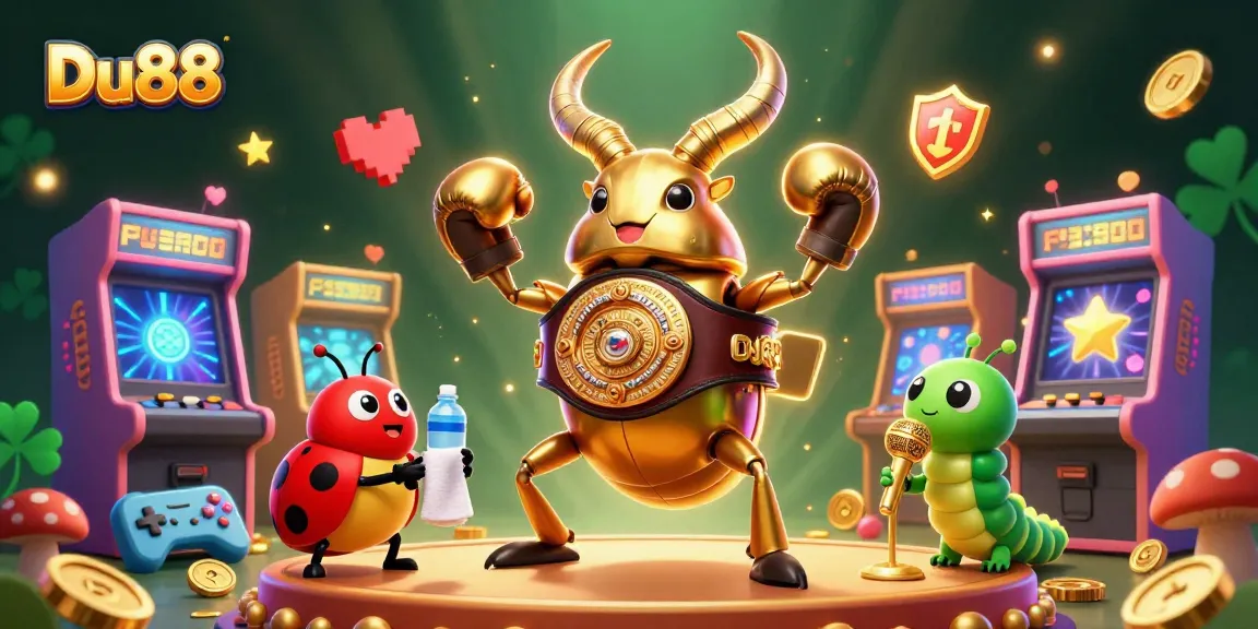 Engage with Du88's vibrant casino atmosphere featuring cartoon characters and arcade elements.