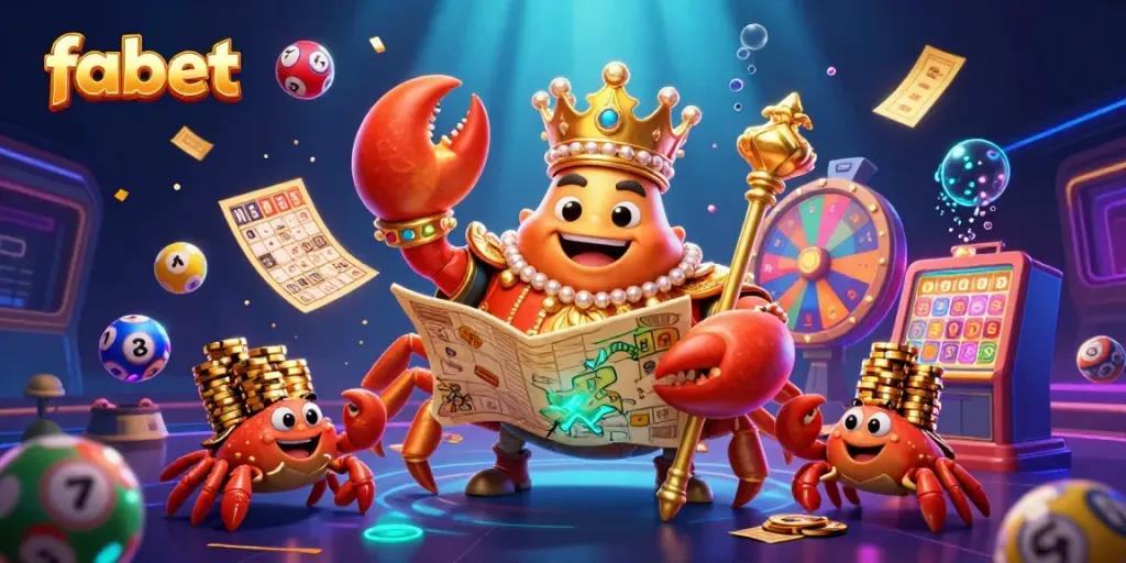 Win with fabet in an exciting casino adventure featuring a golden crab emperor and lottery elements
