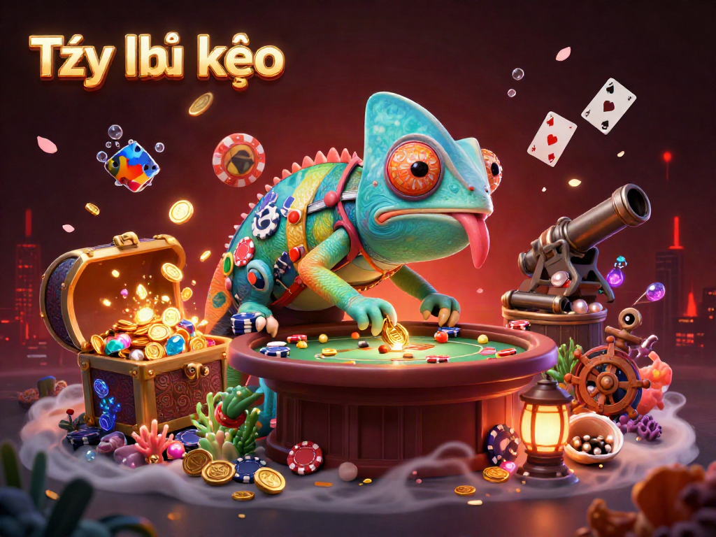 Experience dynamic action with Tỷ lệ kèo in this colorful casino-themed illustration.