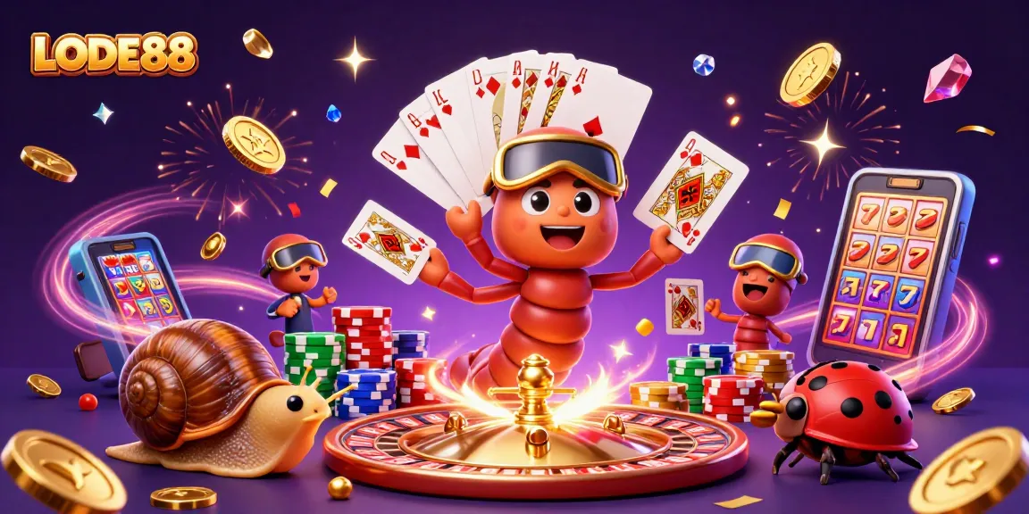Experience thrilling gameplay with LODE88 in this vibrant casino illustration.