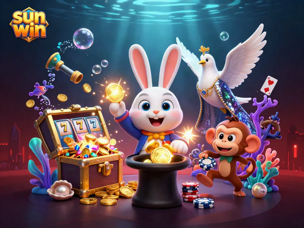 Engage with the exciting world of sun win as the magician rabbit pulls coins, uncovering thrilling jackpots.