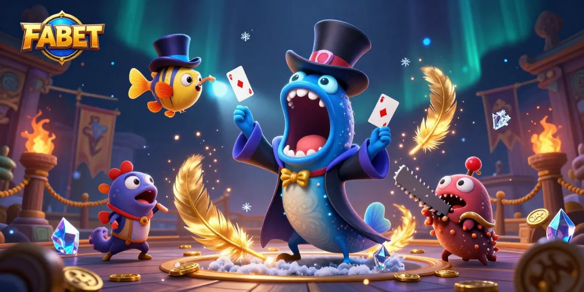 FABET captivates with a magical gambling scene featuring unique sea creatures performing tricks amidst shimmering coins.