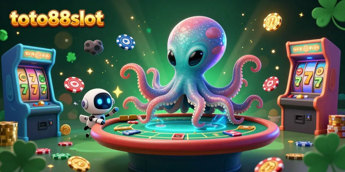 Engage with exciting games on toto88slot featuring a vibrant alien octopus and lively casino elements.