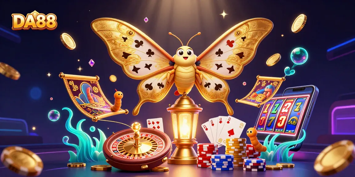 Engage with the exciting world of DA88 through a vibrant casino-themed illustration.