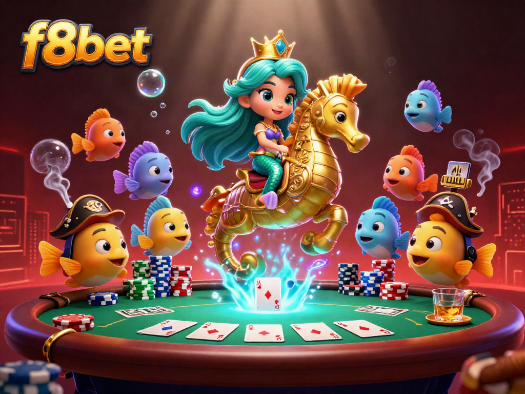 Experience thrilling gambling action with f8bet's captivating casino moments in a vibrant underwater scene.