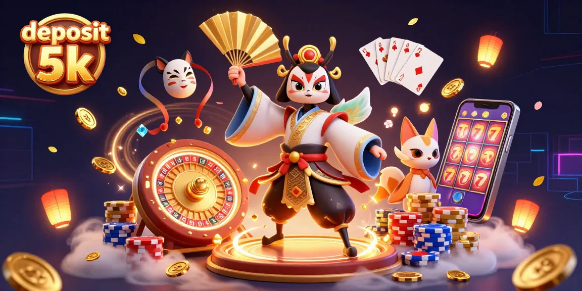 Engage with the immersive world of deposit 5k gaming through vibrant casino illustrations featuring dynamic characters and elements.