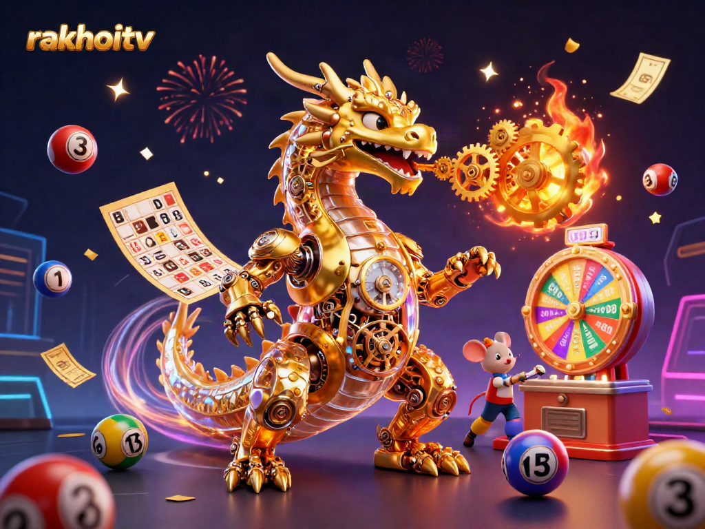 Experience rakhoitv with thrilling gaming elements featured in an engaging 3D scene.