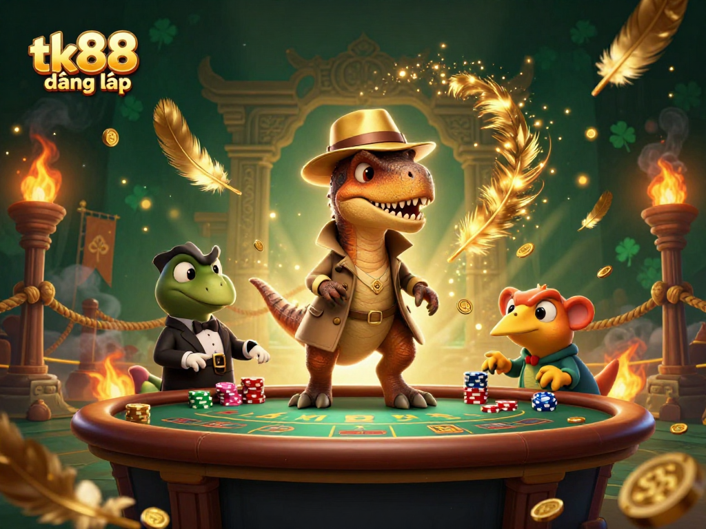 Engage in thrilling gameplay with tk88 đăng nhập at the blackjack table featuring exciting characters.