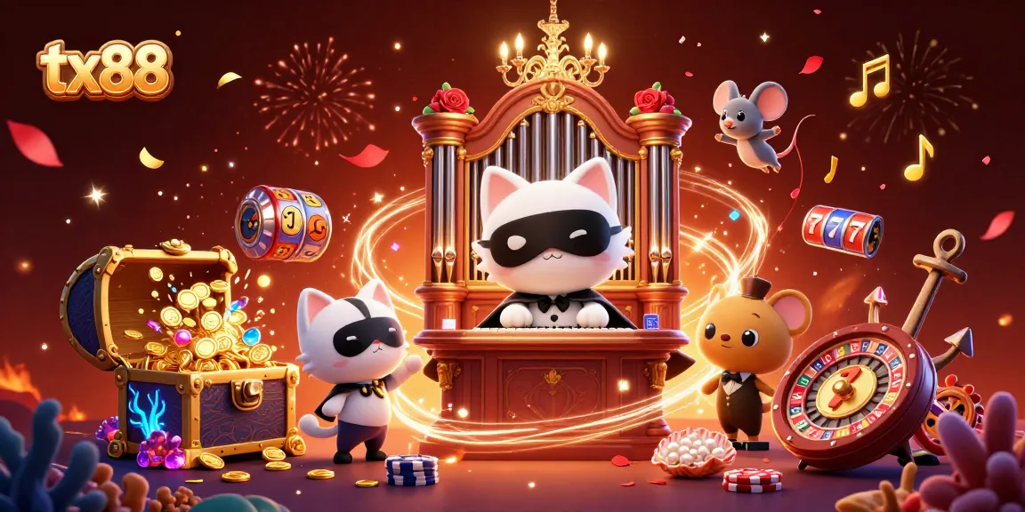 Engage with tx88's thrilling casino atmosphere featuring vibrant characters and gaming elements.