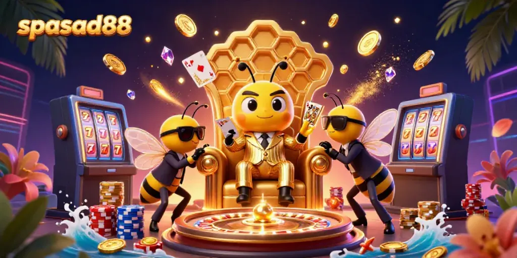 Join the excitement of spasad88 with a vivid scene of a 3D mob boss and casino elements.