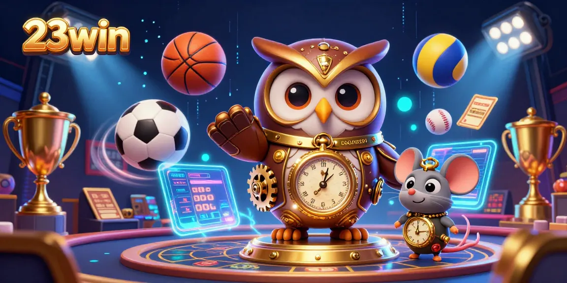 Experience the excitement of 23win's engaging casino scene with vibrant characters and dynamic gaming elements.