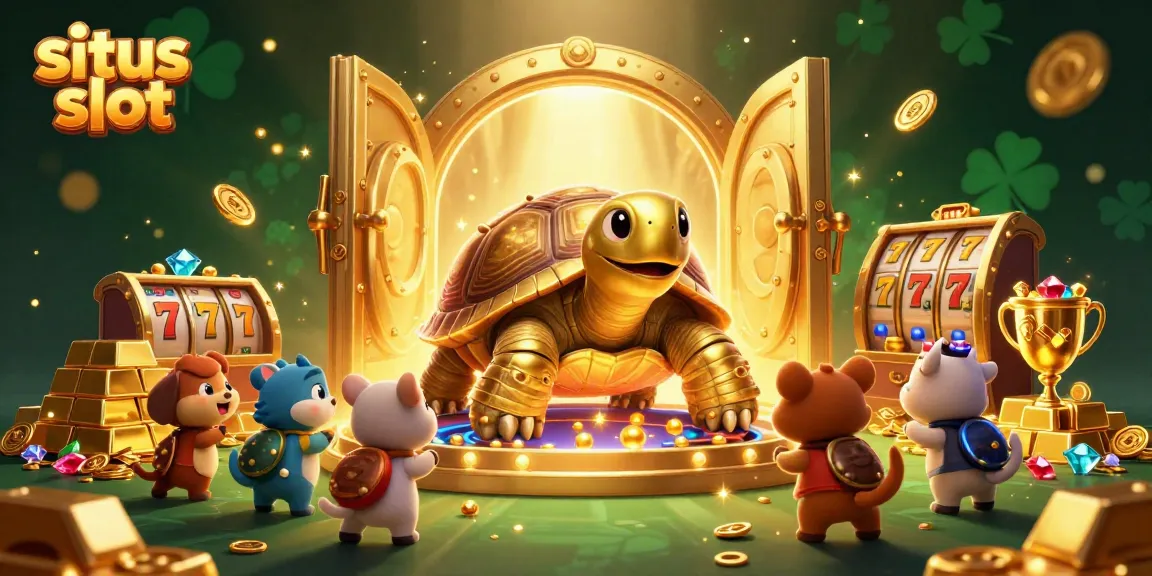 Experience exciting moments at situs slot with a vibrant 3D casino scene filled with treasures and fun!