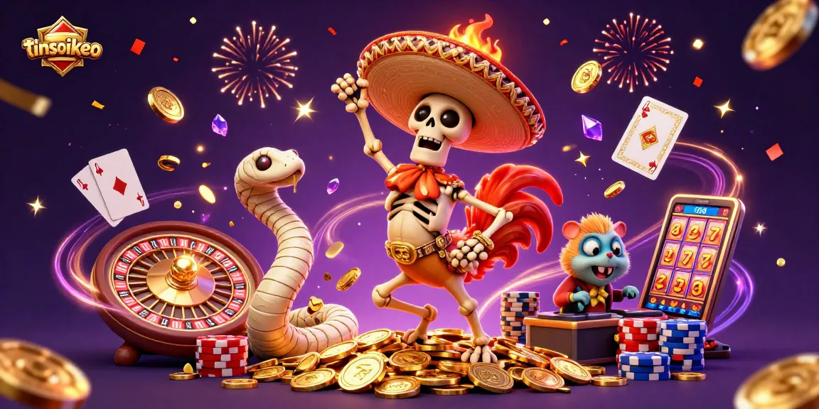 Experience the thrill of tinsoikeo with lively characters celebrating wins in a vibrant casino scene.