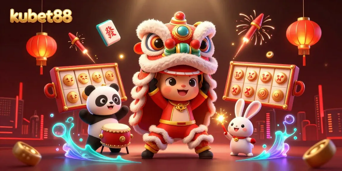 Engage in thrilling gaming at kubet88 with vibrant 3D illustrations depicting a festive casino atmosphere.