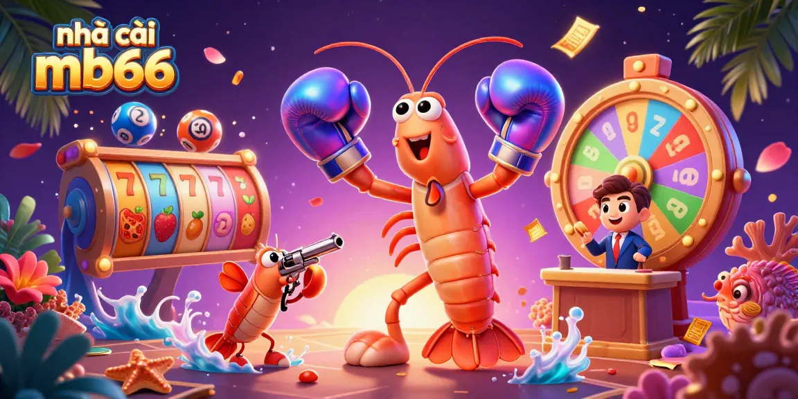 Play games at nhà cái mb66 with vibrant illustrations featuring thrilling slot machines and engaging lottery elements.