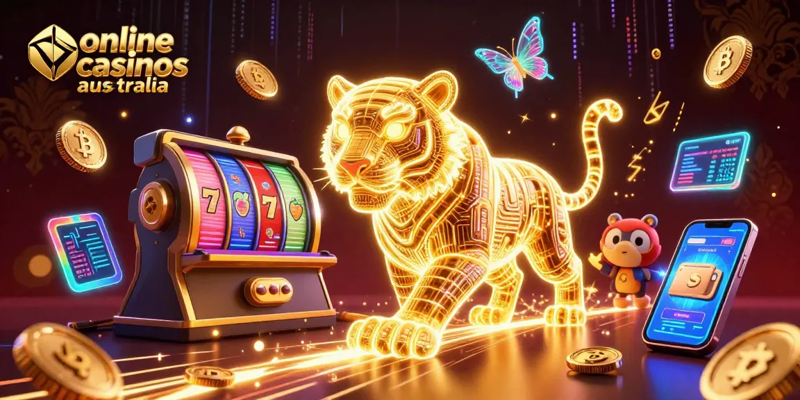 Engage with vibrant online casinos Australia featuring a digital landscape with crypto elements.