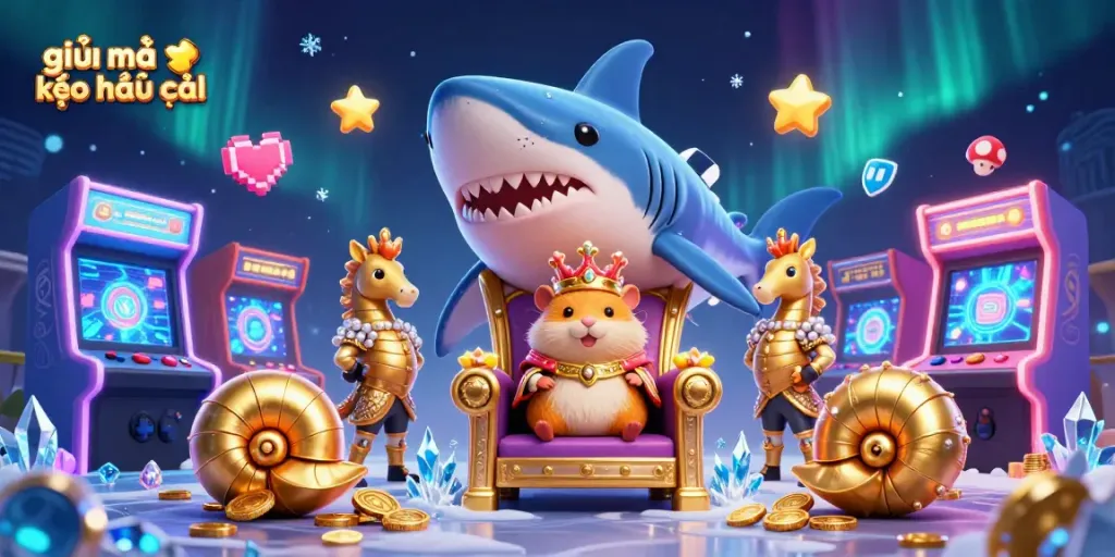 Win big with giải mã kèo nhà cái showcasing a golden hamster king and dynamic gaming elements.