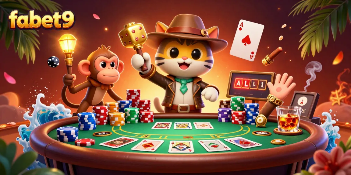 Experience fabet9 with a thrilling 3D casino adventure, featuring an archaeologist cat and poker elements.