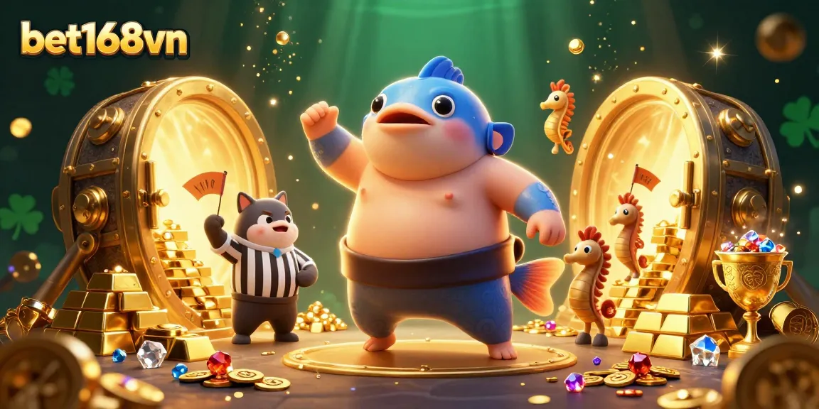 Engage in exciting gaming at bet168vn, showcasing thrilling underwater characters in action.