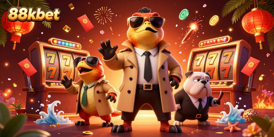 Experience thrills at 88kbet casino with raptors and rich gaming elements in a vibrant scene.