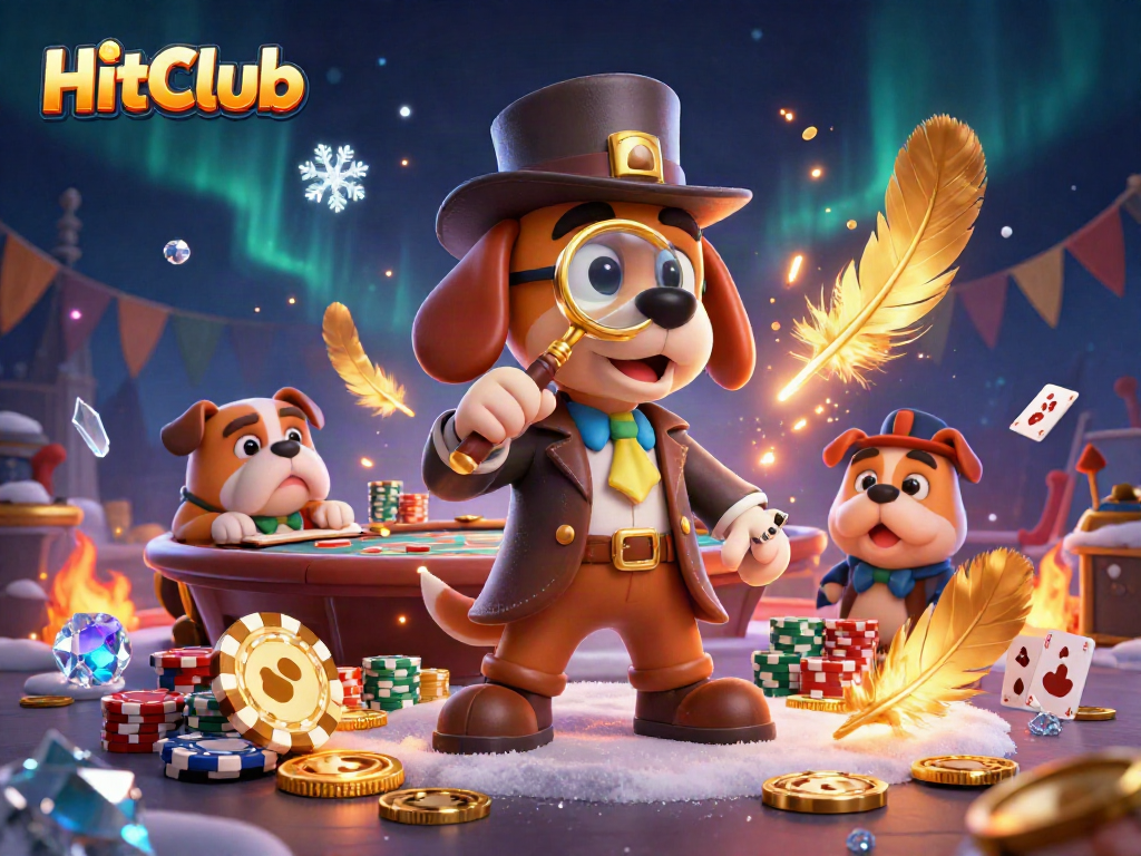 HitClub engages players with thrilling poker strategy and treasure hunts in a vibrant casino scene.