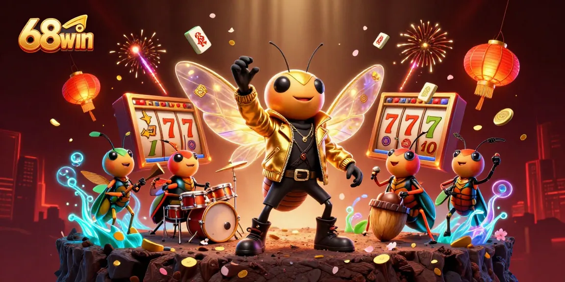 Experience the thrill of 68win with vibrant 3D casino illustrations showcasing exciting gaming elements.